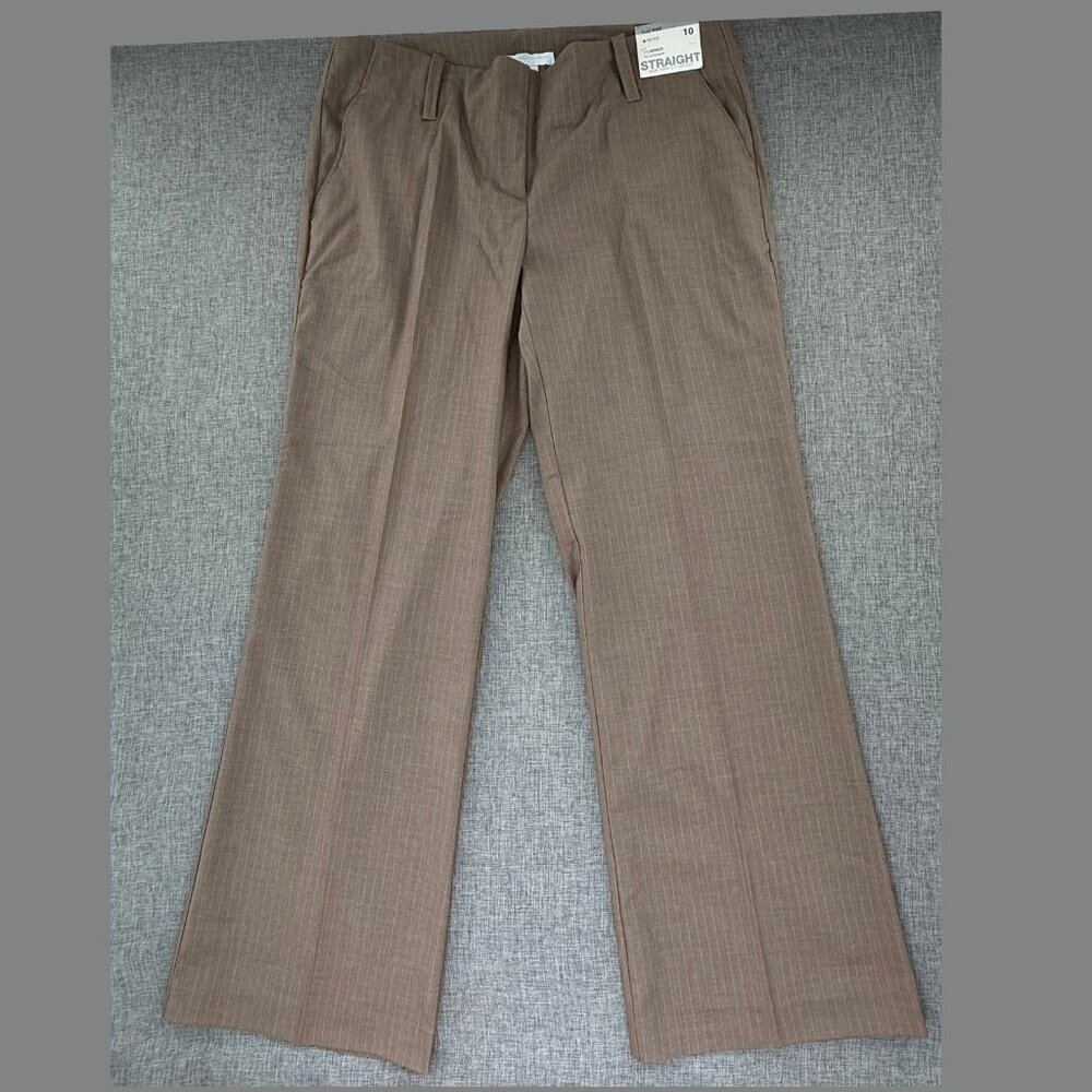 NEW! New York & Company Straight Pants City stretch Mid Rise Petite 10 Striped T